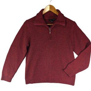 Carolyn Taylor Sweater Womens Large 1/4‎ Zip Red Pullover Long Sleeve Holiday